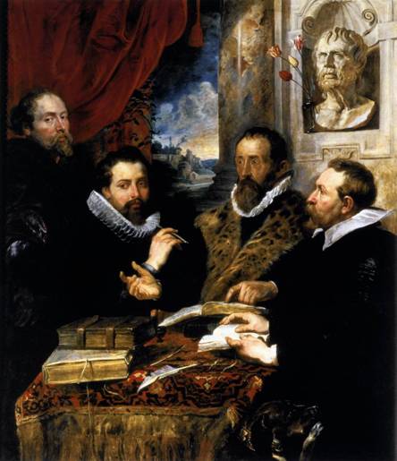 The Four Philosophers   self-portrait on the left  ca. 1612   by Peter Paul Rubens   1577-1640  Galleria Palatina  Palazzo Pitti   Florence